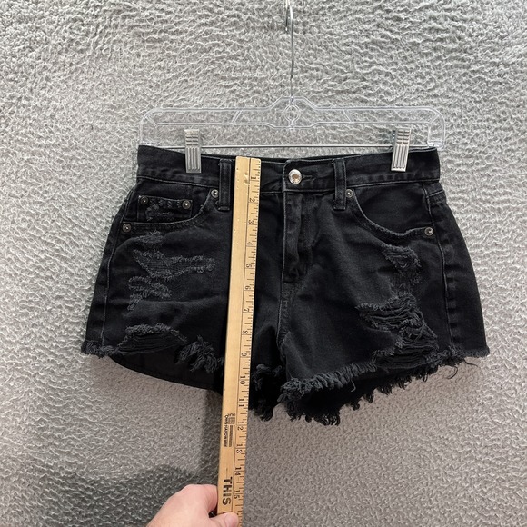 American Eagle Shorts Womens 0 Black Hi Rise Festival Cut Off Distressed Preppy - Picture 6 of 10